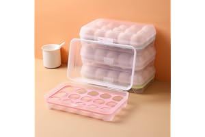 15-Count Refrigerator Egg Container 1PCS Stackable Clear Lid Storage Organizer Pink blue yellow