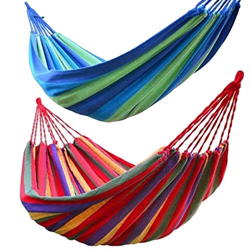 MHBY Hängematte, 280 * 80mm 2 Personen gestreifte Hängematte Outdoor-Freizeitbett Dicke Leinwand Hängematte… – Bild 5