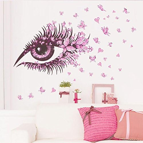 Wall Stickers,GOODCULLER Beautiful Girls Eye Pink Butterfly Decor Living Room Decor DIY Art Wall Sticker Home Decals Background Decorated Decal Home Decor