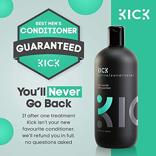 Kick Mens Conditioner - Tea Tree and Peppermint for Hair Loss - Proven High Performance Pro-Nourishing Mens Natural Anti Dandruff Treatment - 17oz