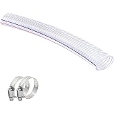 QuQuyi 1-1/4" ID x 1-1/2" OD Heavy-Duty PVC Suction Hose, 1.3FT Flexible Reinforced Tubing with Embedded Steel Wire, Thick Wall Vinyl Tube for Water Pump Oil Transfer Industrial Use