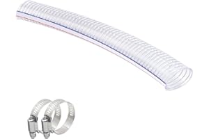 QuQuyi 1-1/4 Inch ID x 1-1/2 Inch OD Heavy-Duty Steel Wire Suction PVC Flexible Tubing UV Chemical Resistant Thick Vinyl Hose Tube, 1.3 FT