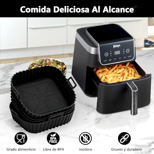 Rantuia 7PCS Silicona para Freidora de Aire, Reutilizable Moldes Accesorios para Freidora de Aire, 4 Moldes de Silicona para Freidora de Aire, Brocha de Silicona para Aceite, Guantes de Silicona