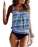 Blugibedramsh Womens Printed Tankini Swimwear Two Piece Swimsuit Set Bathing Suit