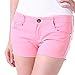 HDE Women's Solid Color Ultra Stretch Fitted Low Rise Moleton Denim Booty Shorts (Light Pink, Medium)