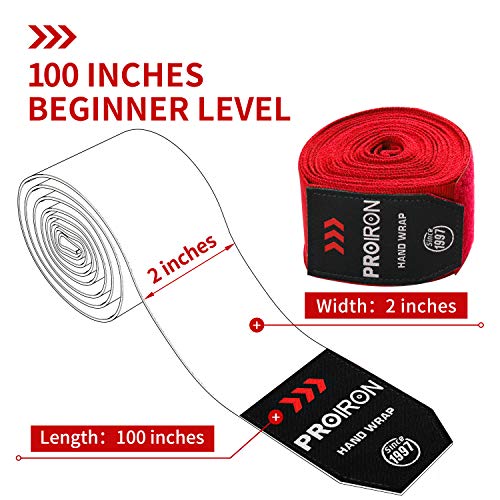 PROIRON Boxing Hand Wraps for Men & Women&Kids 180 & 104 inch Handwraps for MMA, Muay Thai, Kickboxing & Martial Arts Training Semi-Elastic Hand Wraps(Pair)