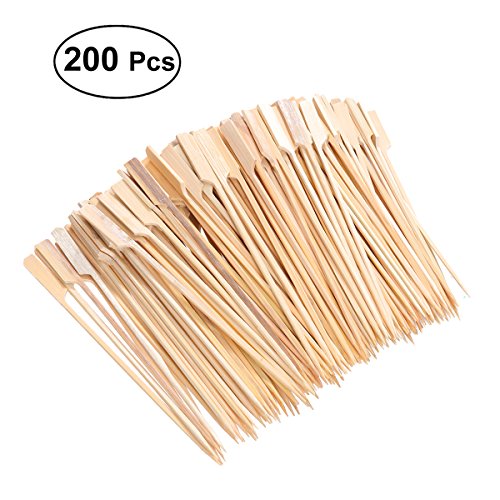 OUNONA 18cm X 200 Cocktail Cooking Paddle Skewer Bamboo Japanese Style For Fruit BBQ Use