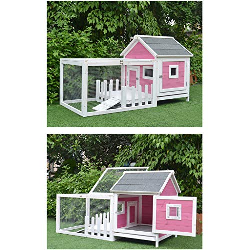 AIOEJP Kaninchenstall aus Holz, mit ausziehbarer Wanne, erhöhtes Haus, Unterschlupf für den Außenbereich, Garten… – Bild 5