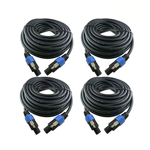 4X 25 Feet Professional Speakon to Speakon Cables Wire, 12 Gauge