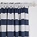 Deconovo Navy Blue Striped Room Darkening Curtains Rod Pocket Nautical Navy and Greyish White Striped Curtains for Kids Room 52W X 84L Navy Blue 2 Panels