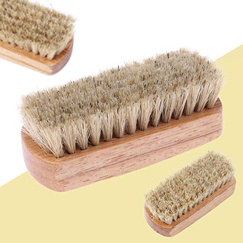 Boot Brush Cleaner Shine Shoe Pig Bristles Brush with Wood Handle Tinksky Cleaning Brush (Beige)