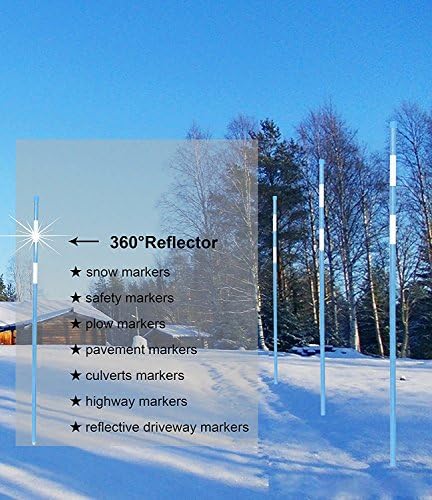 FiberMarkers Driveway Snow Poles Reflective Markers 1/4"x48" with Caps ,with Reflective Transfer Film of 2 pieces