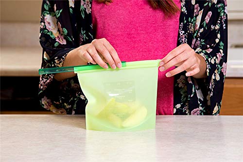 Silicone Food Storage Bag Set of 4(two large+two small) Reusable Airtight Zip Seal Bags for Cooking, Lunch, Snack, Sandwich, Freezer