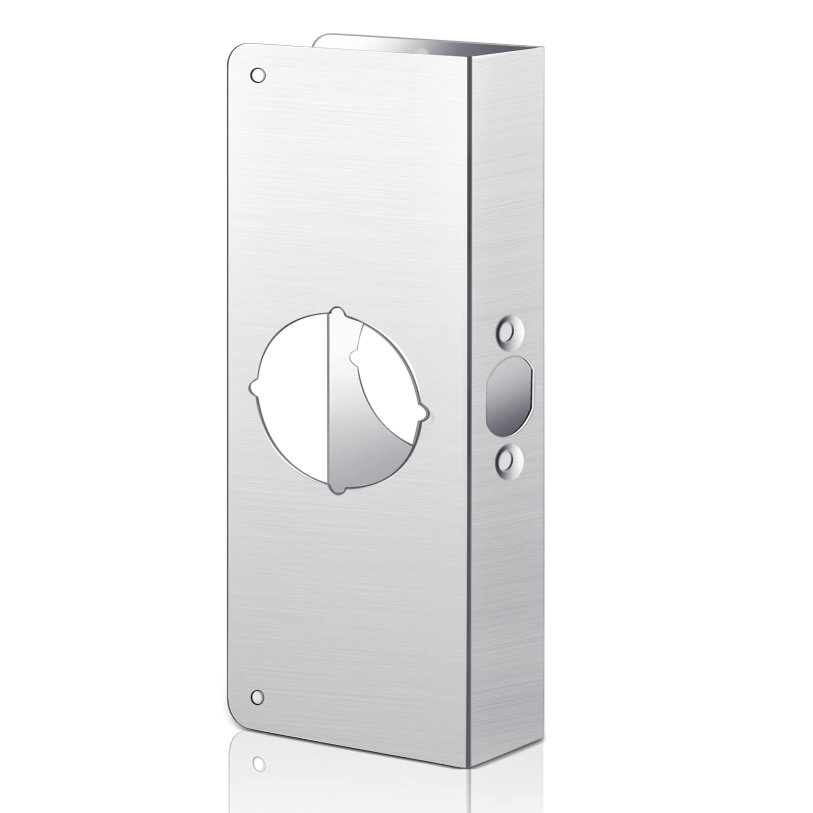 Photo 1 of Dunzy 1 Pack 1-3/8 Inch x 9 Inch Door Reinforcement Plate 2-1/8" Thick Stainless Steel Lock and Door Reinforcer Security to Repair Home Wood Metal Knob/Lock/Latch/Deadbolt, Silver