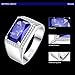BONLAVIE Sapphire Rings for Men 7ct 8X12mm Rectangle Cut Created Blue Sapphire Rings Mens Siver Rings 925 Sterling Silver Rings for Men with White Cubic Zirconia Wedding Engagement Band Size 11