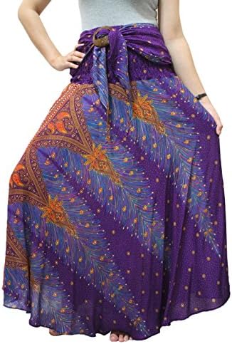 Bohemian Skirt Flower Style For Women Hippie And Maxi Skirt Size 0-12 US (Purple)