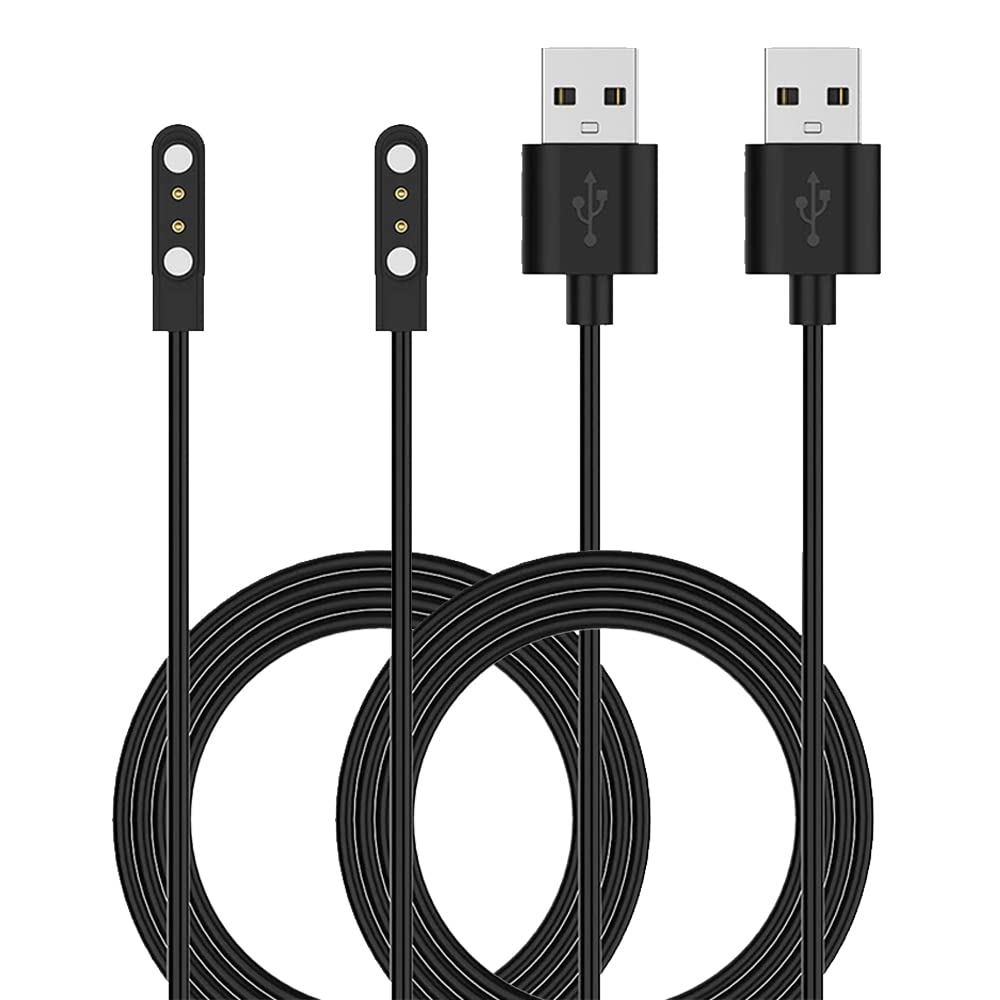 EXMRAT Charger for VeryFitPro Fitpolo Tozo Smartwatch, Magnetic Charging Cable Cord for YAMAY Willful SW021 SW025 Letsfit ID205L ID205U ID205S Wyze 44mm 47mm (2-Pack, 3.3ft/100cm)