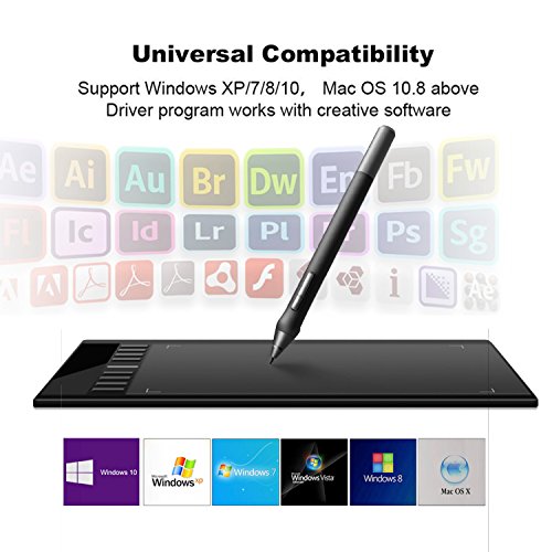 Ugee M708 PRO Digital Drawing Graphics Tablet 10x6 inch Active Area for Art Design (8192 Level of Pressure)