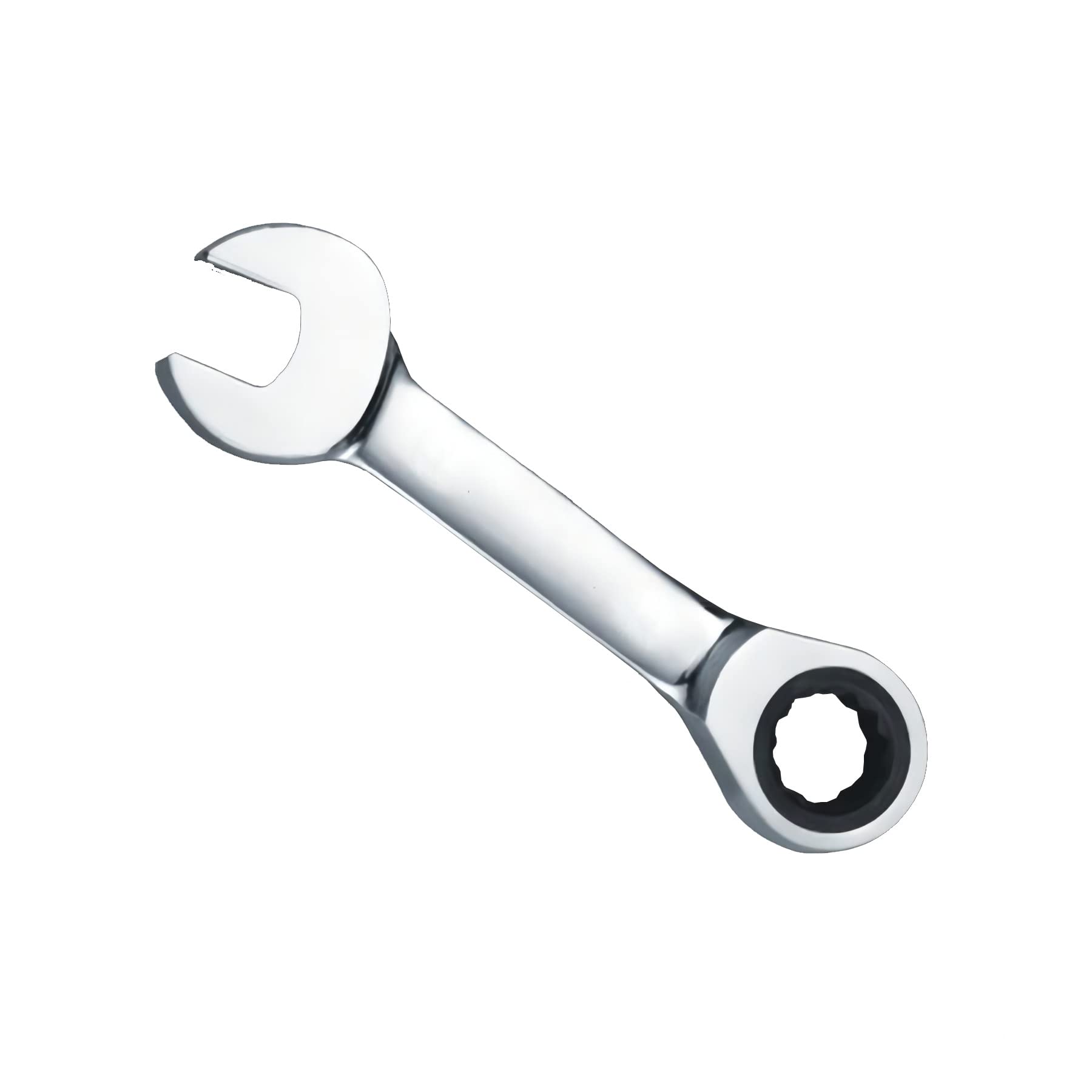 Aoktorkit Short Ratchet Spanner 17 mm, Stubby Combination Ratcheting Wrench, Professional Chrome Vanadium Steel Mini Small Ratcheting Ring Spanner for Repair Bicycle Home Metric Tool