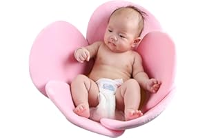 Yinrunx Baby Bathtub Newborn Baby Boys Girls Foldable Soft Flower Petal Shape Bathtub Pad Support Cushion Mat Safe Bathing in The Sink，Comfort Baby Bath Pad for 0-6 Months, Pink
