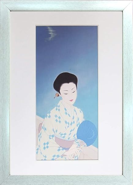 Amazon 鶴田一郎 夕涼み アートプリント 額装済みni 鶴田一郎 アートフレーム ポスター