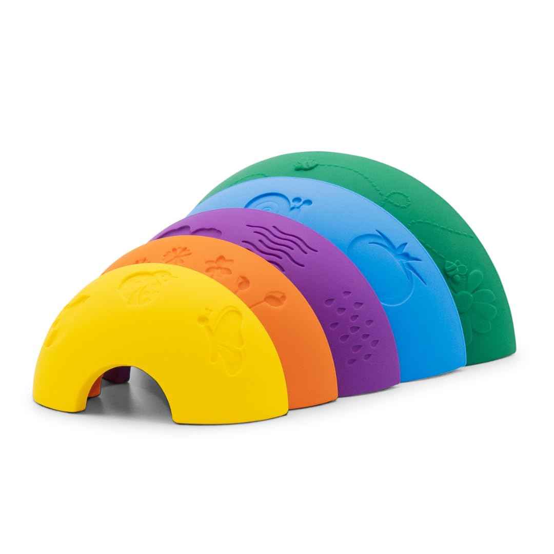 Jellystone Designs Over the Rainbow Baby Stacking Teether. Brightly Coloured Silicone Teething Stacker Toy. Bright - Suitable for Boys & Girls 9 months +