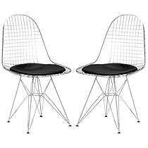 Poly and Bark Eames Eiffel DKR Style Wire Chair, Black, Set of 2