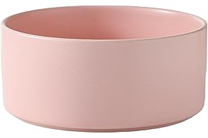 Welloyed 6'' Ceramic Dog Bowl - 30Oz Classic Dogs Food & Water Bowl for Small and Medium Breed Dogs, Heavy Duty Non-Slip Dog Dishes, Food Grade Stoneware Pet Bowl, Dishwasher & Microwave Safe, Pink