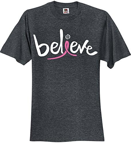 Believe Breast Cancer Awareness T-shirt - Heather Black, Large