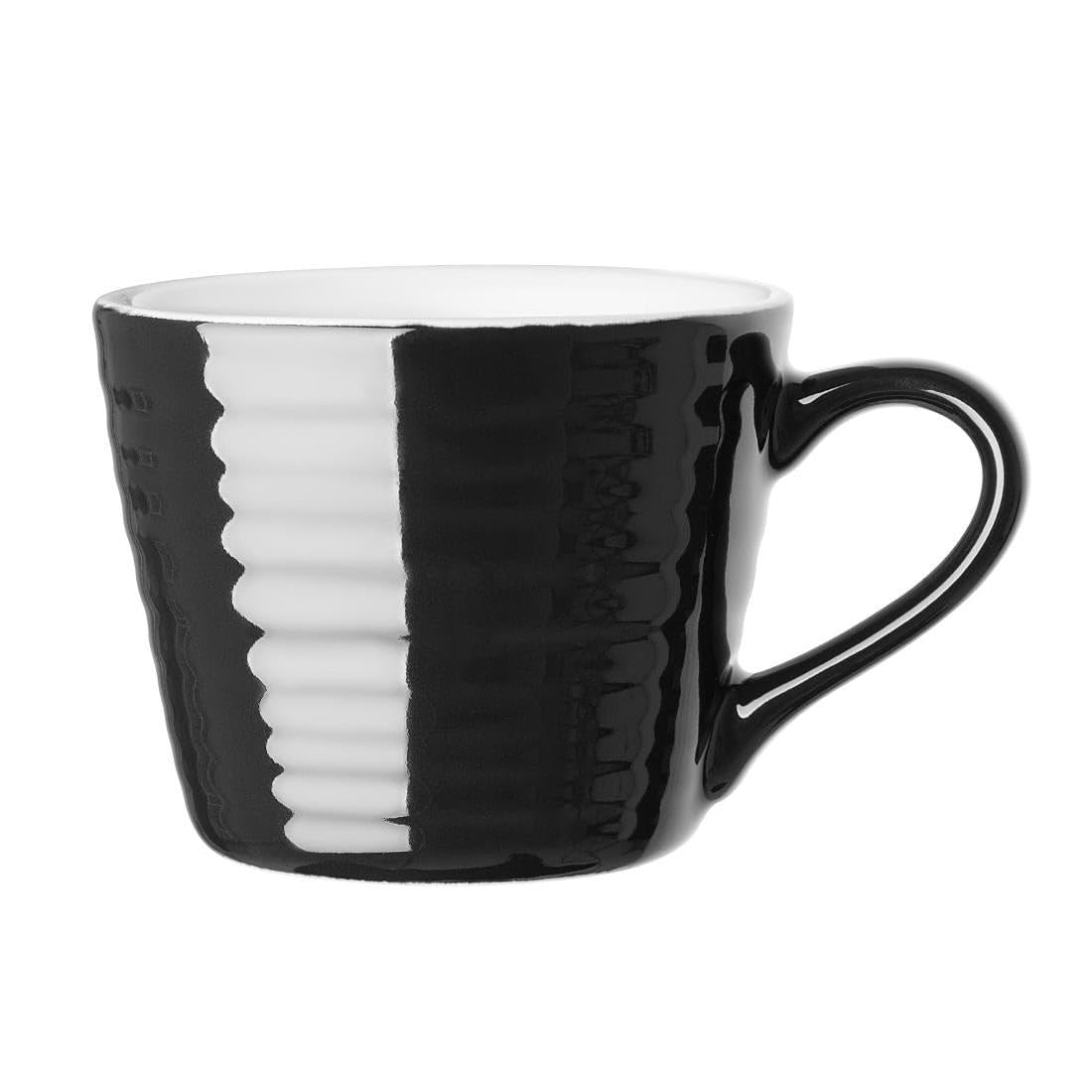 Olympia Cafe Aroma Mugs Black, 230ml (6 Pack) - Coffee Cups Microwave, Oven and Dishwasher Safe CU960