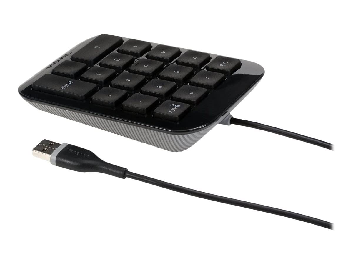 Targus USB Wire Portable Numeric Keypad with Ergonomic Tilt for Laptop Desktop Computer PC, Palm Size (AKP10EU)