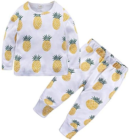 Pugrwei パジャマ 上下セット 男の子 女の子 長袖 キッズ 綿 ルームウェア インナー シャツ 子供用 部屋着 寝間着 ねまき フルーツ柄 かわいい 子供服 トップス パンツ ボーイズ ガールズ 80 140cm カジュアル 春秋 冬