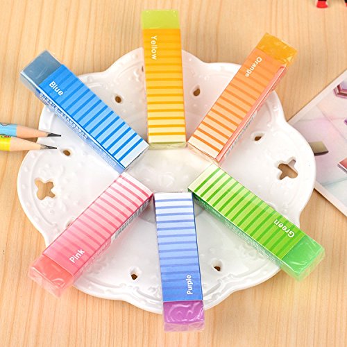 Assorted Colors Block Eraser,Pack of 6 - Thumbnail 3