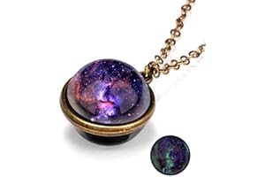 Universe Planet Glowing Pendant Necklace Women Vintage Luminous Nebula Double Sided Glass Glow In The Dark Jewelry Gift Nice 