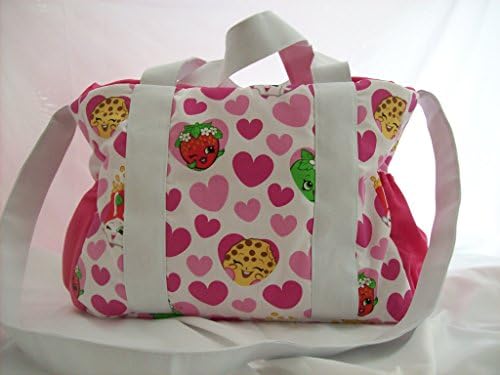 Diaper bag in pink and white Shopkins print