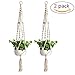 WIWAPLEX Macrame 2 Pack Cotton Rope Indoor Outdoor, 4 Legs Plant Hanger Brackets, Flower Pot Hanging Plant Holder for Home Decorations 40 Inches(White)