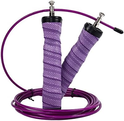 Sinolofty High Speed Jump Rope Adjustable with Ball Bearings Skipping Rope Anti-slip Handle for Boxing MMA Fitness Training Exercise Purple