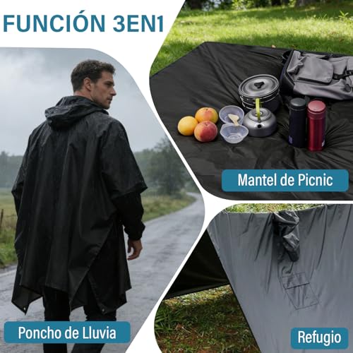 GALASALA Impermeable para Lluvia, Impermeable Mujer Hombre Con Capucha, Portátil Poncho para Lluvia Reutilizable, Chubasquero Mujer Impermeable, Adecuado Para Senderismo, Camping, Incluye Bolsa