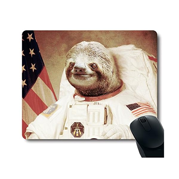 Funy Sloth Dress As A Astronaut Personality Mouse Pad Unique Design Mousepad (611714163013)