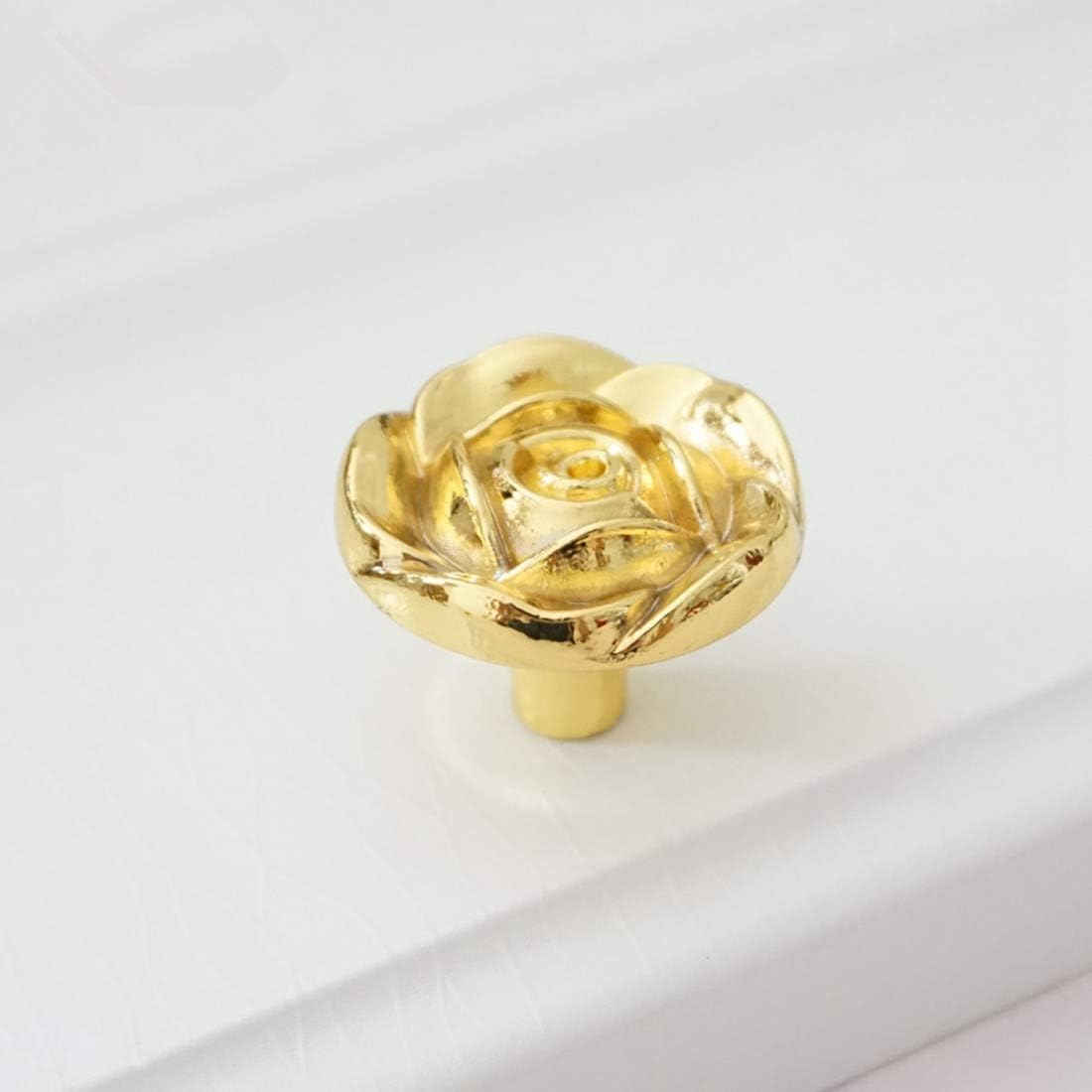 LBFEEL Gold Drawer Knob Dresser Pull Handle Rose Flower Backplate Knob Kitchen Cabinet Door Hardware (Knob)