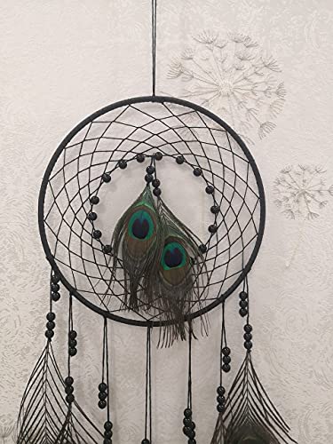 Dream Catcher with Peacock Feathers, Handmade Dream Catcher for Kids, Bedroom, Wedding Party, Blessing Gift