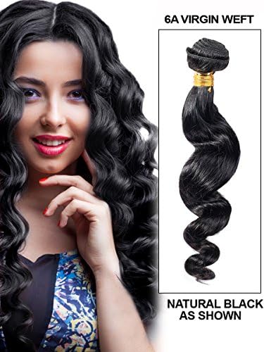 abHair 16 Inch 1 Bundle Brazilian Virgin Human Hair, Loose Wave, 80g/bundle, Genuine 6A Human Hair Weave Raw Unprocessed, Natural Black Color
