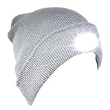 VANCIC Ultra Bright 5 LED Hands Free Unisex Lighted Beanie Cap/Hat Power Stocking - 12000MCD of Flashlight for Outdoors Sports,Hunting, Camping, Grilling, Jogging, Fishing, Handyman Working (Gray)