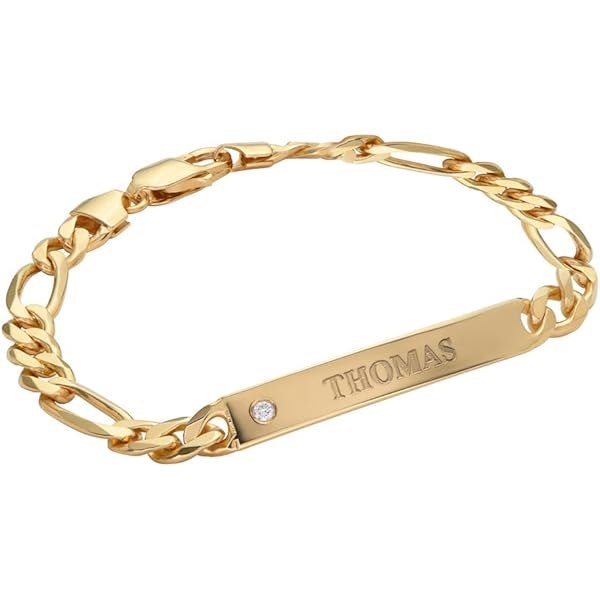 アクセサリー US Exclusive ID Bracelet GOLD Amazon.com: 14k Yellow Gold Curb Link Mens ID Bracelet, 8.5