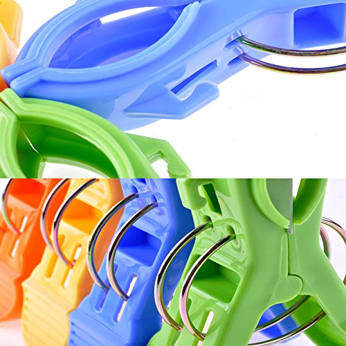 Daixers 12pcs 4.7" Durable Large Beach Towel Clips Plastic Clothespins Clothes Pegs Pins Clothes Hanger Clamp
