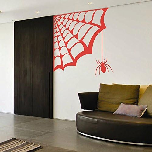 Vinyl Spider Web Wall Decal Corner Spider Web Wall Sticker Wall Graphic Mural Home Art Decor Tomato Red