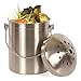 Estilo Stainless Steel Compost Pail, 1 Gallon Compost Bin, 2 Free Odor Absorbing Filters Included
