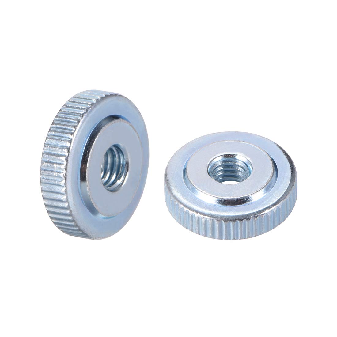 sourcing map Round Knurled Thumb Nuts Conector Lock Adjusting nuts, M6 Female Threaded Thin Type, Blue Zinc Plating, Pack of 10