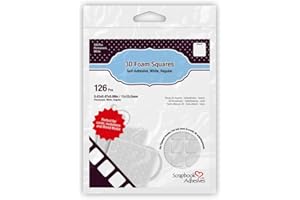 SCRAPBOOK ADHESIVES BY 3L 3L Scrapbook Adhesive Permanent Regular Pre-Cut 3D Foam Squares, 1/2-Inch x 1/2-Inch, 126pk, White