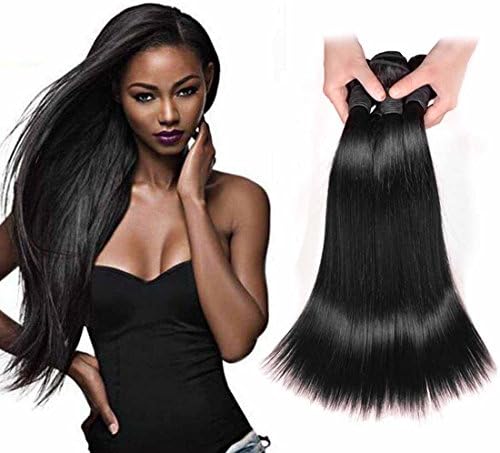 Angel Hair 3 Bundles Peruvian Virgin Straight Hair; Sew In Raw Unprocessed Weft Weave Remy Hair Extension 300 Grams Natural Black Color (10 10 10 inches)